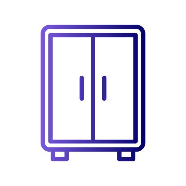 Gardırop simgesi vektörü beyaz arkaplanda izole, göğüs şeffaf işareti, doğrusal sembol ve tasarım biçimi