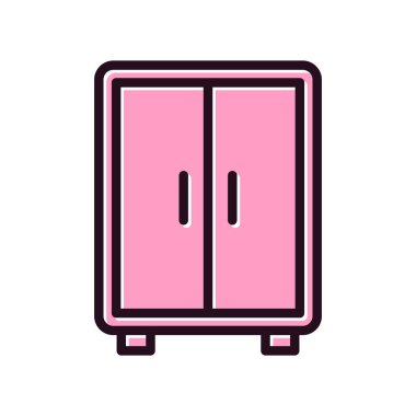 Gardırop simgesi vektörü beyaz arkaplanda izole, göğüs şeffaf işareti, doğrusal sembol ve tasarım biçimi