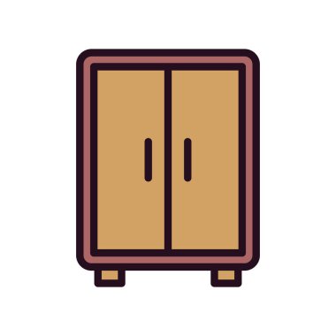 Gardırop simgesi vektörü beyaz arkaplanda izole, göğüs şeffaf işareti, doğrusal sembol ve tasarım biçimi