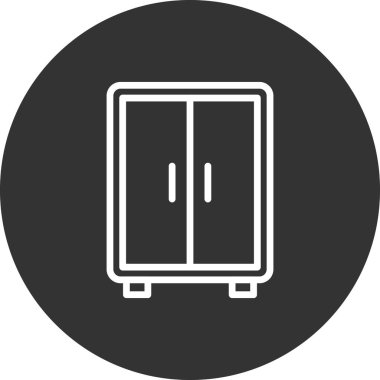 Gardırop simgesi vektörü beyaz arkaplanda izole, göğüs şeffaf işareti, doğrusal sembol ve tasarım biçimi