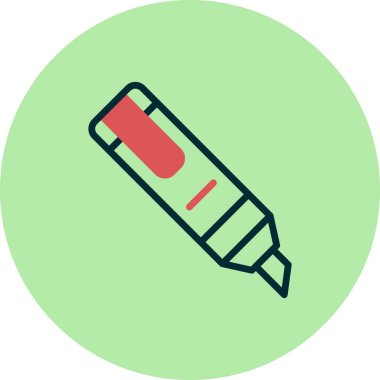 Vurgulama simgesi vektörü. Düz çizgili kalem işareti. renk sembolü çizimi