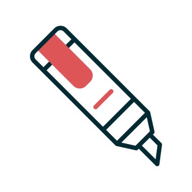 Vurgulama simgesi vektörü. Düz çizgili kalem işareti. renk sembolü çizimi