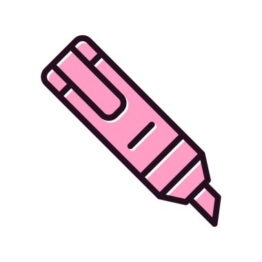 Vurgulama simgesi vektörü. Düz çizgili kalem işareti. renk sembolü çizimi