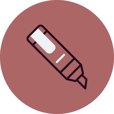 Vurgulama simgesi vektörü. Düz çizgili kalem işareti. renk sembolü çizimi