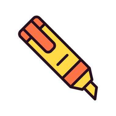 Vurgulama simgesi vektörü. Düz çizgili kalem işareti. renk sembolü çizimi