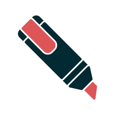 Vurgulama simgesi vektörü. Düz çizgili kalem işareti. renk sembolü çizimi