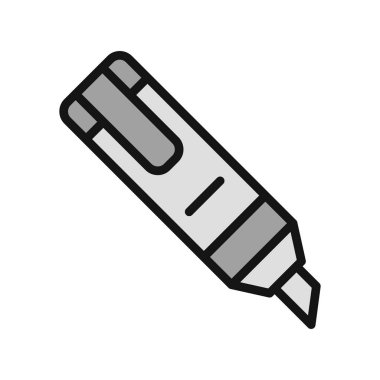 Vurgulama simgesi vektörü. Düz çizgili kalem işareti. renk sembolü çizimi