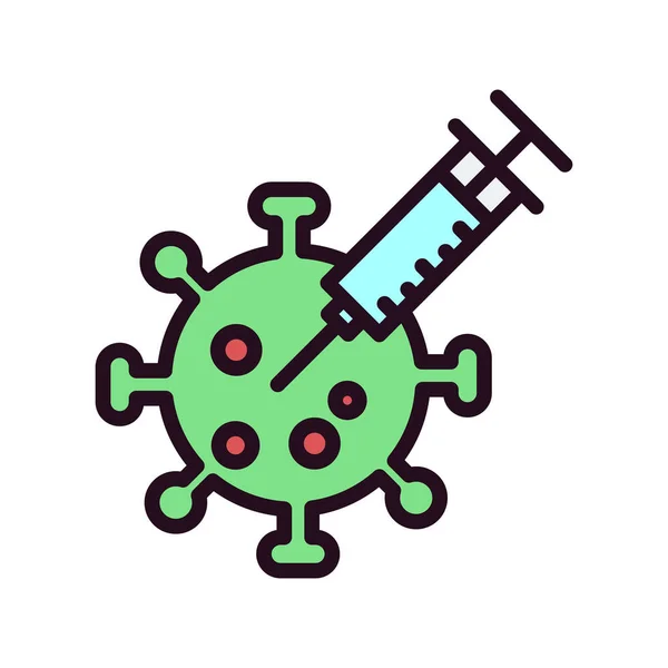 Siringa Con Batteri Illustrazione Del Vettore Coronavirus Icon — Vettoriale Stock