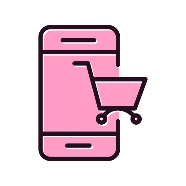 Compras Línea Icono Del Teléfono Móvil Ilustración Del Vector — Archivo Imágenes Vectoriales