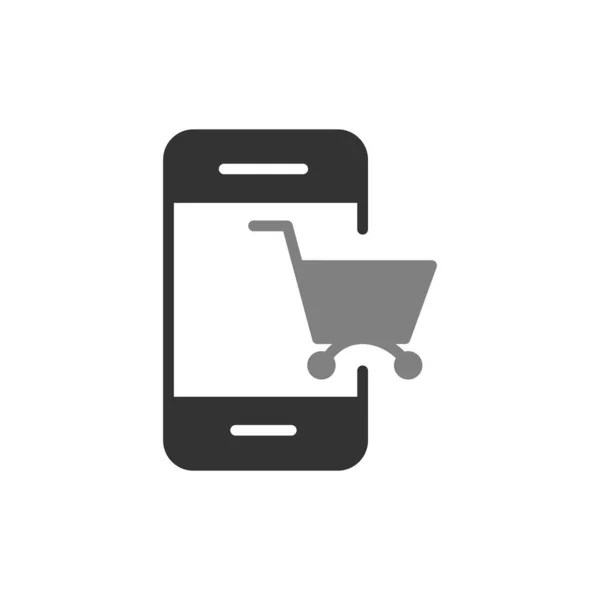 Online Winkelen Pictogram Mobiele Telefoon Vectorillustratie — Stockvector