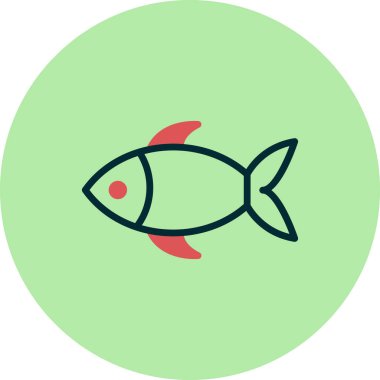 Ağ ve mobil uygulama tasarımınız için beyaz arkaplanda izole edilmiş balık simgesi vektörü, el çizimi logosu konsepti