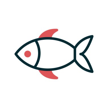 Ağ ve mobil uygulama tasarımınız için beyaz arkaplanda izole edilmiş balık simgesi vektörü, el çizimi logosu konsepti