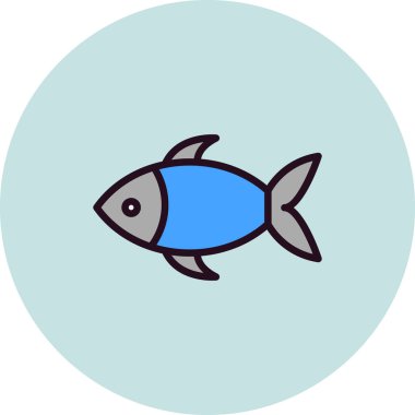 Ağ ve mobil uygulama tasarımınız için beyaz arkaplanda izole edilmiş balık simgesi vektörü, el çizimi logosu konsepti