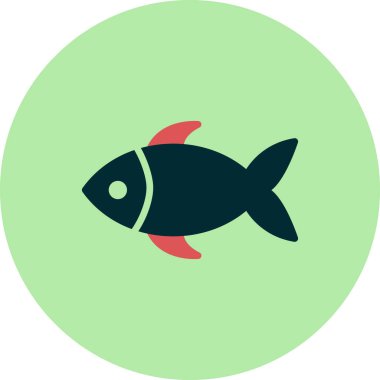 Ağ ve mobil uygulama tasarımınız için beyaz arkaplanda izole edilmiş balık simgesi vektörü, el çizimi logosu konsepti