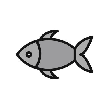 Ağ ve mobil uygulama tasarımınız için beyaz arkaplanda izole edilmiş balık simgesi vektörü, el çizimi logosu konsepti