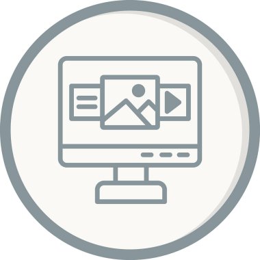 Bilgisayar monitörü vektör ince çizgi simgesi 