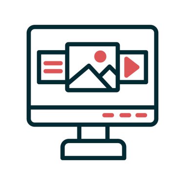 Bilgisayar monitörü vektör ince çizgi simgesi 