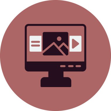 Bilgisayar monitörü vektör ince çizgi simgesi 