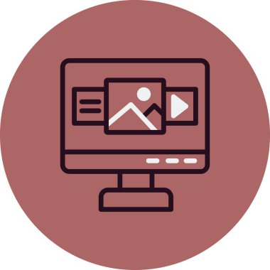 Bilgisayar monitörü vektör ince çizgi simgesi 