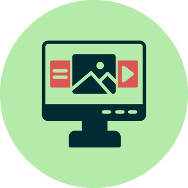 Bilgisayar monitörü vektör ince çizgi simgesi 