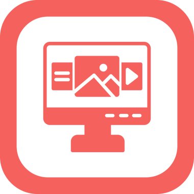 Bilgisayar monitörü vektör ince çizgi simgesi 