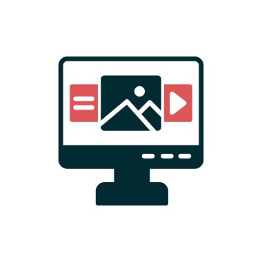 Bilgisayar monitörü vektör ince çizgi simgesi 