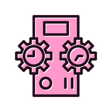 Zaman Makinesi simgesi vektörü. düz sanat pf dişlileri ve saatleri 