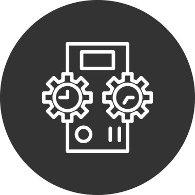 Zaman Makinesi simgesi vektörü. düz sanat pf dişlileri ve saatleri 