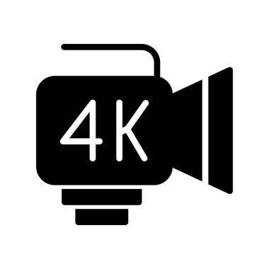 4k video kamera simgesi, vektör illüstrasyonu