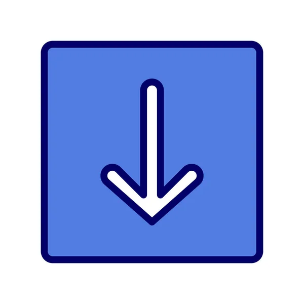 Flecha Abajo Línea Vector Icono — Vector de stock
