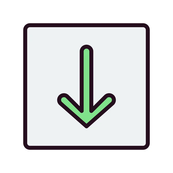 Pijl Omlaag Lijn Vector Icon — Stockvector