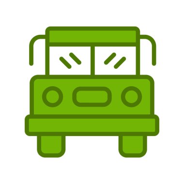 Okul Otobüs Simgesi Vektör İllüstrasyonu 