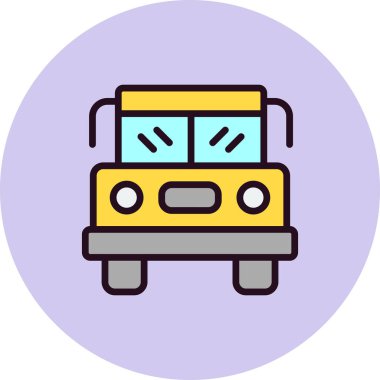Okul Otobüs Simgesi Vektör İllüstrasyonu 