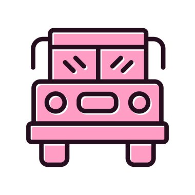 Okul Otobüs Simgesi Vektör İllüstrasyonu 