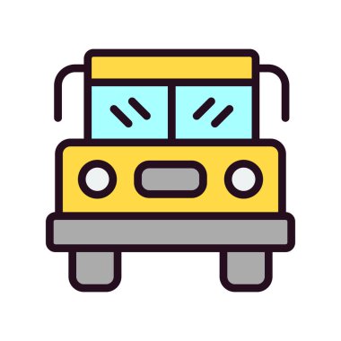 Okul Otobüs Simgesi Vektör İllüstrasyonu 