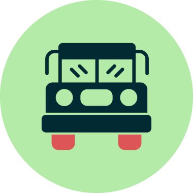 Okul Otobüs Simgesi Vektör İllüstrasyonu 