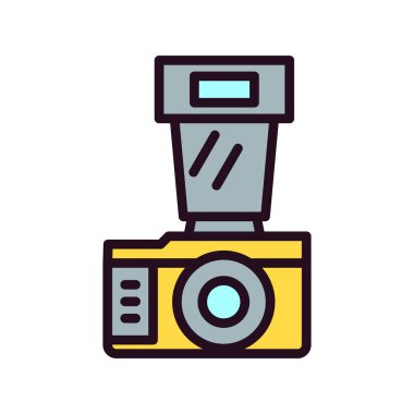 Kamera simgesi vektörü. düz biçim.