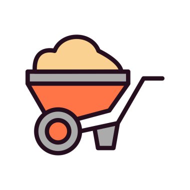 El arabası simgesi vektörü. İnce çizgi işareti. izole edilmiş sınır sembolü çizimi