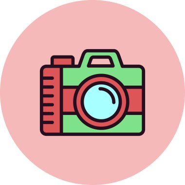 Kamera simgesi vektörü. düz biçim.