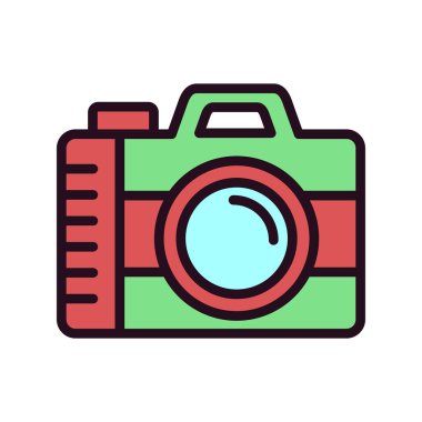 Kamera simgesi vektörü. düz biçim.