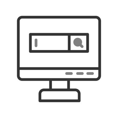 Bilgisayar ekranı ikon vektörü. İnce çizgi işareti. izole edilmiş sınır sembolü çizimi