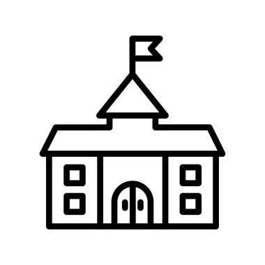 Üniversite binası vektör simgesi. İnce çizgi işareti. izole edilmiş sınır sembolü çizimi