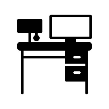 Ofis masası ikonu. vektör illüstrasyonu