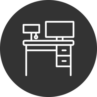 Tablo ve sandalye simgesinin vektör illüstrasyonu