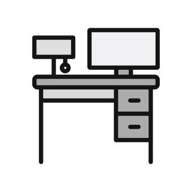 ofis masa simgesi vektör illüstrasyonu