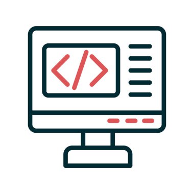 Kodlama simgesi izole edildi, vektör illüstrasyonu dolduruldu