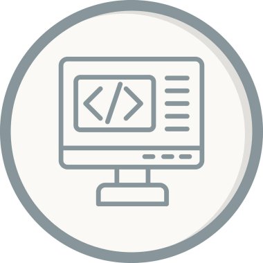 Kodlama simgesi izole edildi, vektör illüstrasyonu dolduruldu