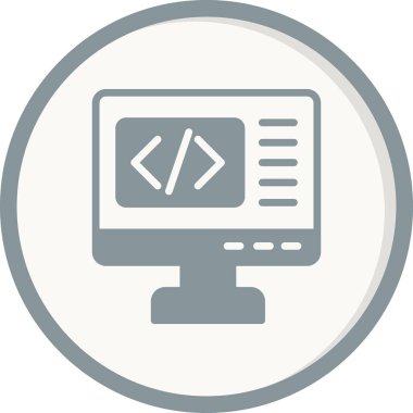 Kodlama simgesi izole edildi, vektör illüstrasyonu dolduruldu