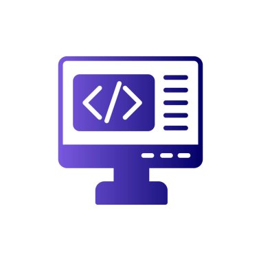 Kodlama simgesi izole edildi, vektör illüstrasyonu dolduruldu