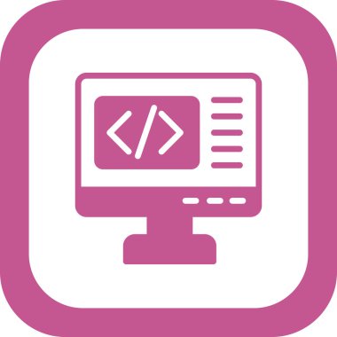 Kodlama simgesi izole edildi, vektör illüstrasyonu dolduruldu